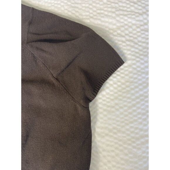 Ann Taylor Loft brown scoop bottom short  open cardigan cap sleeves  size SX - Picture 6 of 7